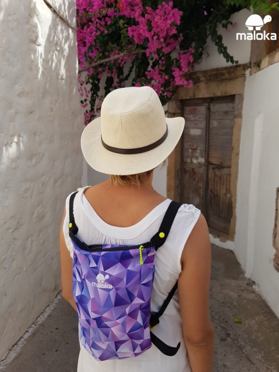 Worek na plecy zapinany wodoodporny torba na ramię fioletowy