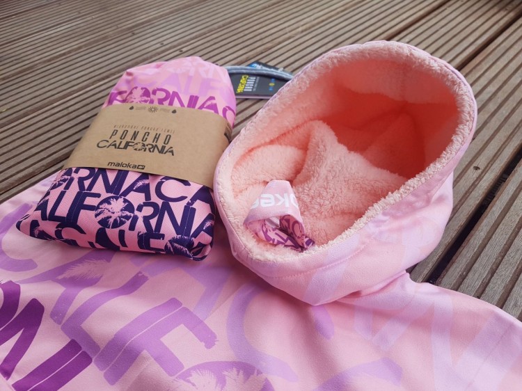 ponczo dla dzieci ręcznik z kapturem różowy wygodny szybkoschnący poncho hooded towel for kid rose pink quickdrying