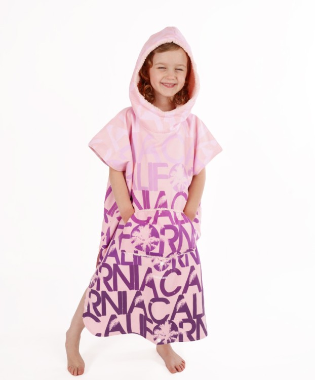 ponczo dla dzieci ręcznik z kapturem różowy wygodny szybkoschnący poncho hooded towel for kid rose pink quickdrying
