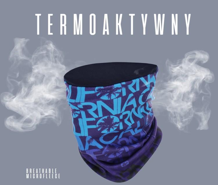 komin dwuwarstwowy ciepły termoaktywny na szyję bawełniany granatowy polarowy niebieski na narty chimney scarf tube blue