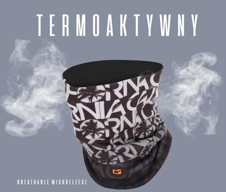 komin dwuwarstwowy ciepły termoaktywny na szyję bawełniany czarny polarowy brązowy na narty chimney scarf tube black brown