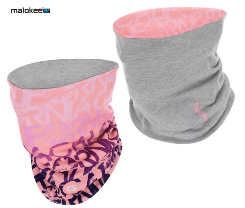 komin dwuwarstwowy ciepły termoaktywny na szyję bawełniany grafitowy polarowy wrzosowy różowy na narty chimney scarf tube heather pink
