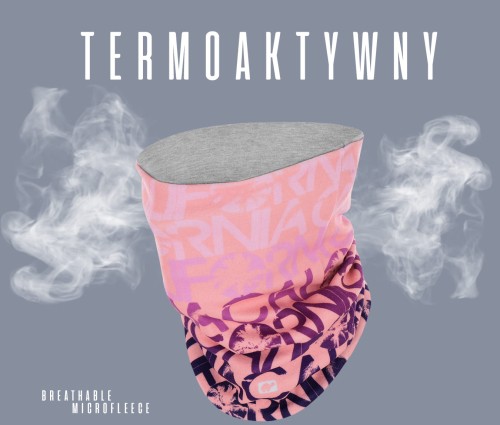 komin dwuwarstwowy ciepły termoaktywny na szyję bawełniany grafitowy polarowy wrzosowy różowy na narty chimney scarf tube heather pink