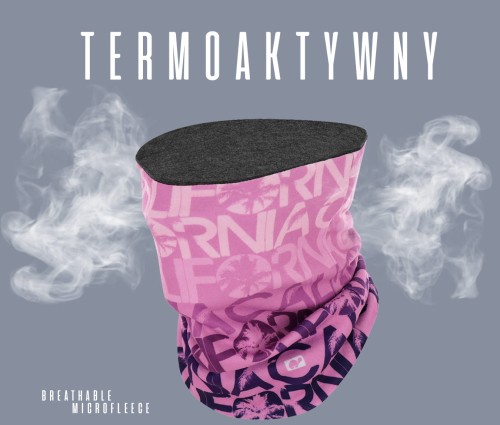 komin dwuwarstwowy ciepły termoaktywny na szyję bawełniant grafitowy polarowy wrzosowy różowy na narty chimney scarf tube heather