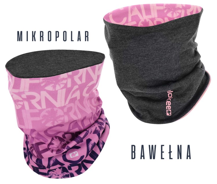 komin dwuwarstwowy ciepły termoaktywny na szyję bawełniant grafitowy polarowy wrzosowy różowy na narty chimney scarf tube heather