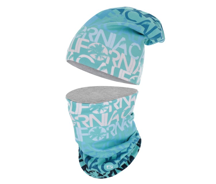 czapka termoaktywna dwuwarstwowa bawełniana polarowa oddychająca dwustronna miętowa napisy zielona thermoactive double-siede hat beanie mint fleece