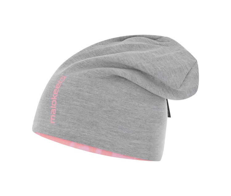 czapka dwuwarstwowa dwustronna kolorowa termoaktywna bawełniana polarowa oddychająca różowa szara thermoactive hat beanie fleece cotton pink gray