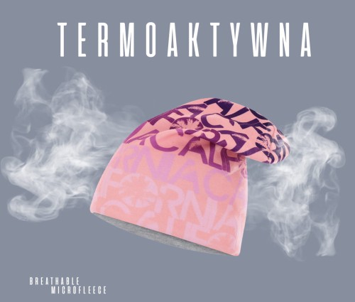 czapka dwuwarstwowa dwustronna kolorowa termoaktywna bawełniana polarowa oddychająca różowa szara thermoactive hat beanie fleece cotton pink gray