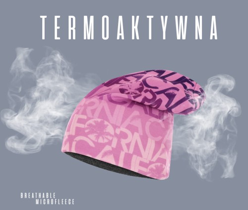 czapka termoaktywna oddychająca bawełniana polarowa wrzosowa różowa beanie hat breathable thermoactive
