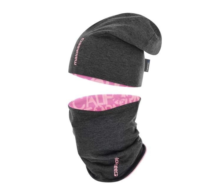 czapka termoaktywna oddychająca bawełniana polarowa wrzosowa różowa grafitowa beanie hat breathable thermoactive