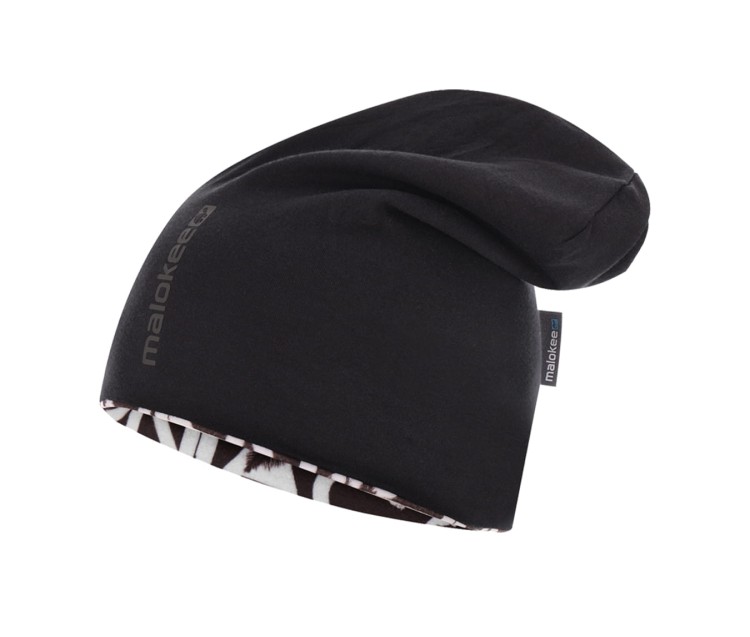 czapka dwuwarstwowa termoaktywna dwustronna bawełniana czarna polarowa brązowa napisy oddychająca beanie hat thermoactive black brown