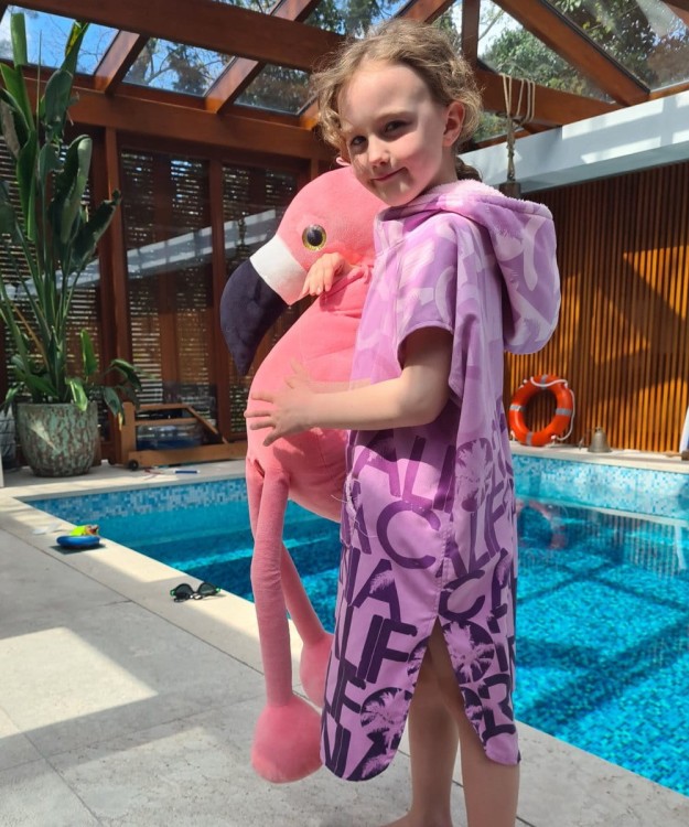 ponczo dla dzieci z kapturem wrzosowe poncho hooded towel for kids heather changing robe
