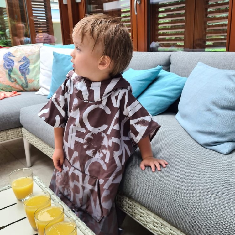 brown poncho for kid boy warm poncho brązowe ponczo dla dziecka