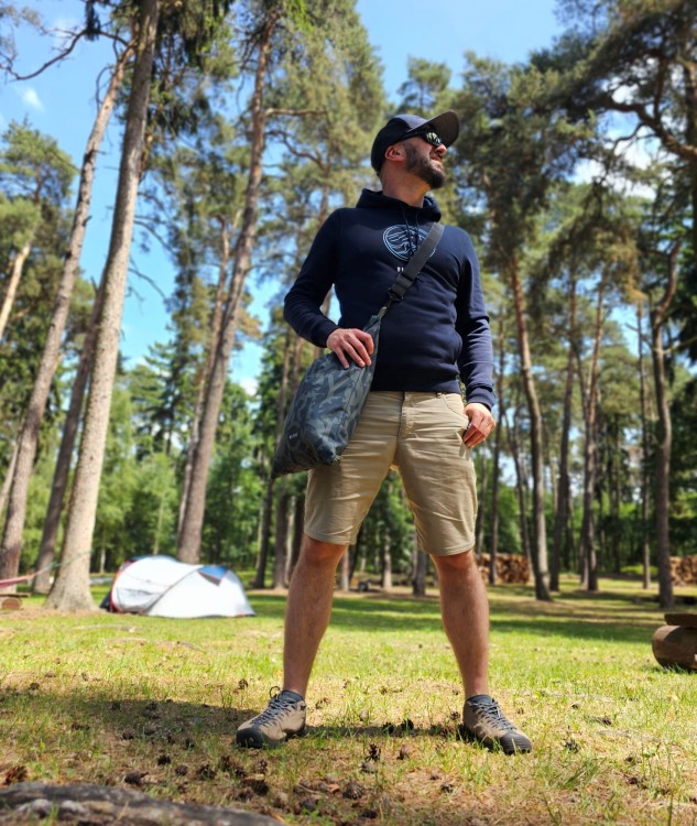 bluza z kapturem organiczna bawełniana granatowa navy z bawełny organicznej