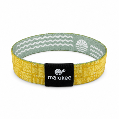 bransoletka surf opaska na rękę podróżnicza Malokee dwustronna żółta miętowa