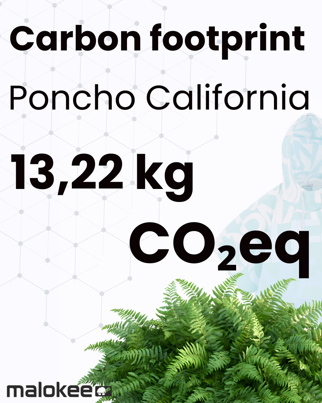 ślad węglowy jednego poncza Poncho California to 13,22 kg CO₂eq